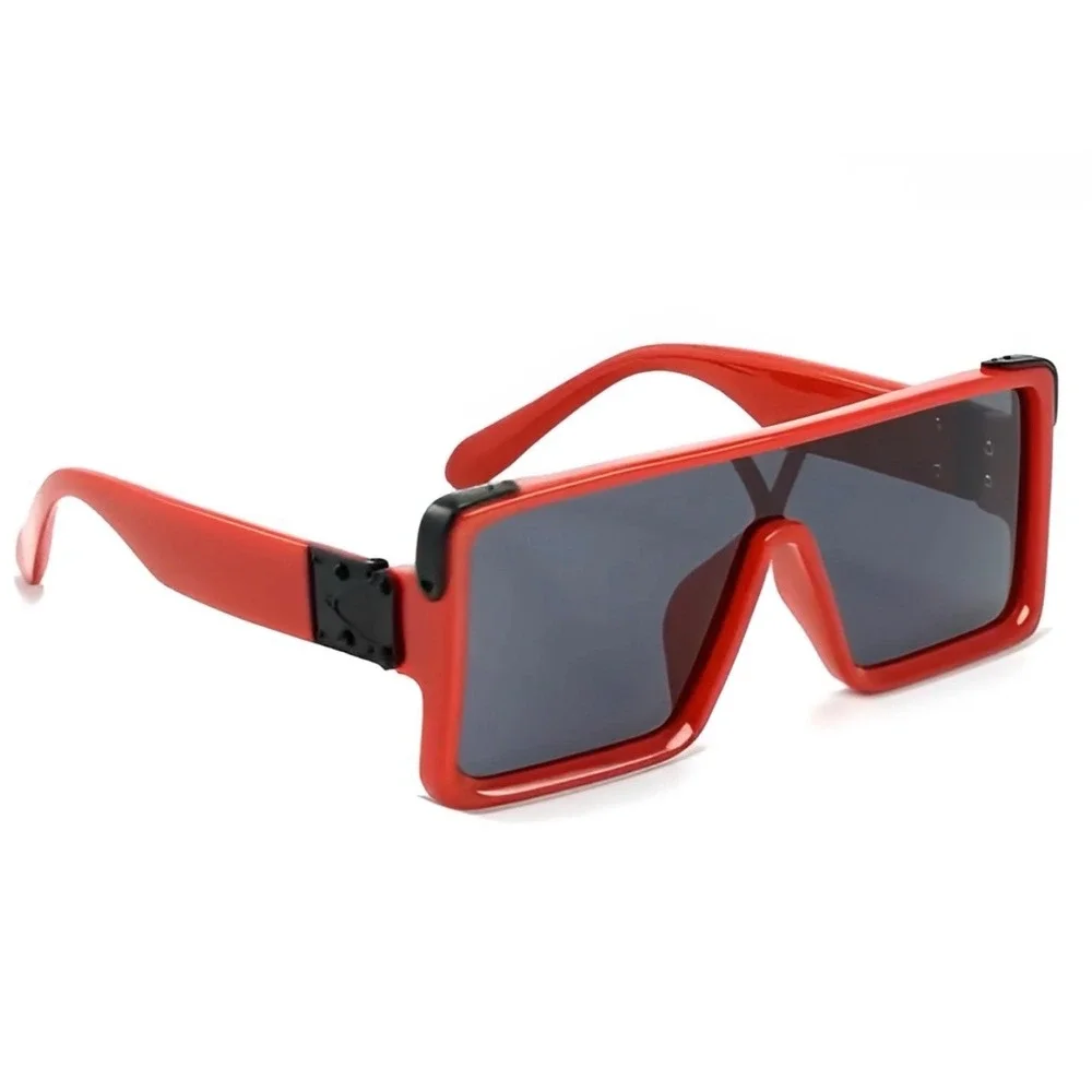 Mens Oversized Square Shield Sunglasses Red Flat Top Bold Fashion Shades Hip Hop
